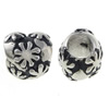Stainless Steel European Beads, Nuggets, with flower pattern & without troll & blacken Approx 5mm 