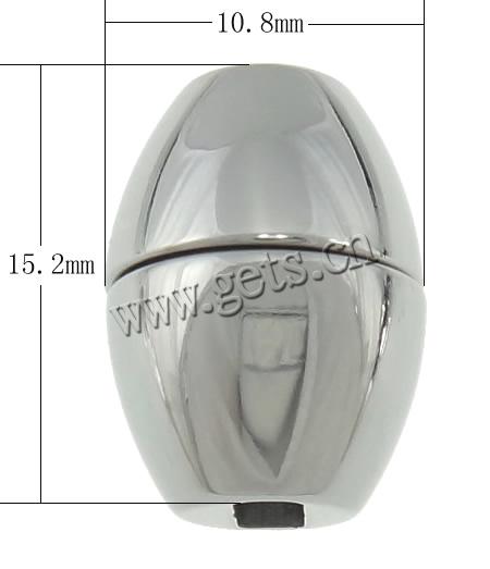 Runder Edelstahl Magnetverschluss, oval, plattiert, Kundenindividuell, keine, 10.8x15.2mm, Bohrung:ca. 2.2mm, verkauft von PC