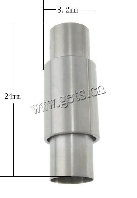 Runder Edelstahl Magnetverschluss, Rohr, plattiert, Kundenindividuell, keine, 8.2x24mm, Bohrung:ca. 6.2mm, verkauft von PC