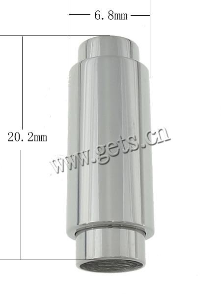 Runder Edelstahl Magnetverschluss, Rohr, plattiert, Kundenindividuell, keine, 6.8x20.2mm, Bohrung:ca. 4.5mm, verkauft von PC