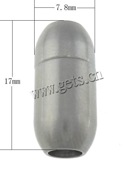 Runder Edelstahl Magnetverschluss, Rohr, plattiert, Kundenindividuell, keine, 7.8x17mm, Bohrung:ca. 4.2mm, verkauft von PC