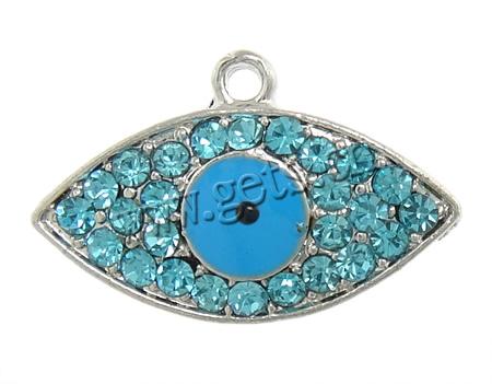 Zinc Alloy Evil Eye Pendant, Horse Eye, plated, Customized & enamel & with rhinestone, more colors for choice, 20x10x3mm, Hole:Approx 1.8mm, Sold By PC