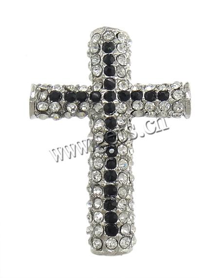 Strass Zinklegierung Perlen, Kreuz, plattiert, keine, 27x39x7mm, Bohrung:ca. 3mm, verkauft von PC