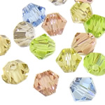 Nachmachung Swarovski 5301 Doppelkegel Perlen, Kristall, facettierte, mehrere Farben vorhanden, 4mm, Bohrung:ca. 1mm, 720PCs/Tasche, verkauft von Tasche