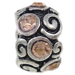 Perles European en alliage de zinc, rondelle, Placage, Personnalisé & sans filetage & avec strass, plus de couleurs à choisir Environ 5.5mm, Vendu par PC