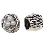 Zinklegierung European Perlen, mit Glas, Rohr, plattiert, keine, 9.5x8.5x9mm, Bohrung:ca. 5mm, verkauft von PC
