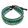 Wrap Bracelets, Leather, with Jade Rainbow & Green Agate, brass clasp, 22mm, 4mm, 6mm Approx 7-8 Inch 