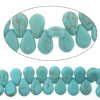 Synthetische Türkis Perlen, Tropfen, hellgrün, 10x14x5mm, Bohrung:ca. 1mm, Länge:ca. 15 ZollInch, ca. 91PCs/Strang, verkauft von Strang