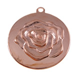 Zinc Alloy Flat Round Pendants, plated, with flower pattern cadmium free Approx 2.5mm 