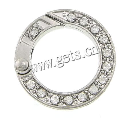 Zinc Alloy Snap Clasp, Donut, plated, Customized & with rhinestone, more colors for choice, 21x21x4mm, Sold By PC