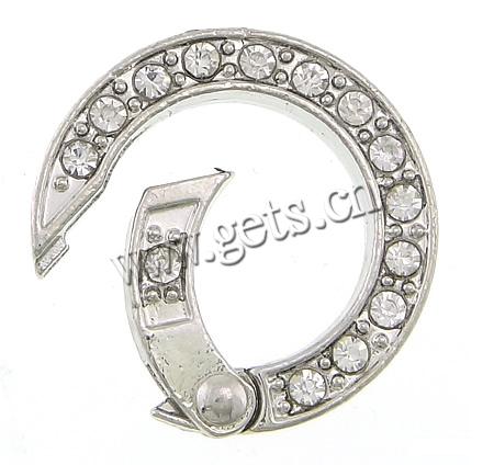 Zinc Alloy Snap Clasp, Donut, plated, Customized & with rhinestone, more colors for choice, 21x21x4mm, Sold By PC