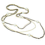 Цинкового сплава железа цепи ожерелье, цинковый сплав, с железный цепи & Стеклянный, со стразами, не содержит никель, свинец, 13mm, длина:31.4 дюймовый, продается Strand