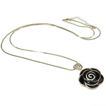 Zinc Alloy Iron Chain Necklace, with iron chain, Flower, enamel & with rhinestone, nickel, lead & cadmium free .4 Inch 