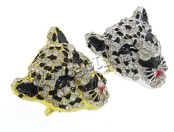Animal Zinc Alloy Connector, with enamel, Leopard, plated, enamel & with rhinestone & 1/1 loop, more colors for choice, 36x33x13mm, Hole:Approx 3mm, Sold By PC