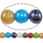 Plattierte Lampwork Perlen, rund, gemischte Farben, 14mm, Bohrung:ca. 2-2.5mm, Länge:12.5 ZollInch, 10SträngeStrang/Tasche, 25PCs/Strang, verkauft von Tasche