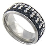 Rhinestone Stainless Steel Finger Ring, with Rhinestone Clay Pave, with rhinestone, US Ring 