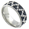 Нержавеющая сталь Rhinestone палец кольцо, нержавеющая сталь, с клей, со стразами, размер:10.5, продается PC