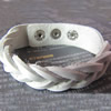 Cowhide Bracelets, zinc alloy snap clasp, platinum color plated, braided 2cm Approx 8.7 Inch 