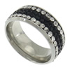 Нержавеющая сталь Rhinestone палец кольцо, нержавеющая сталь, с клей, со стразами, размер:6, продается PC