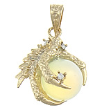 Pendentifs opale de mer, Opaline, avec laiton, Griffe, Placage de couleur d'or, avec strass Environ Vendu par PC