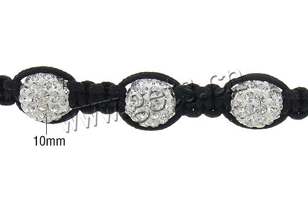 Mode Woven Ball Halskette, Wachsschnur, mit Ton & Hämatit, mit 45 Stück Strass & mit Strass, 10mm, 8mm, Länge:ca. 20-25 ZollInch, verkauft von Strang
