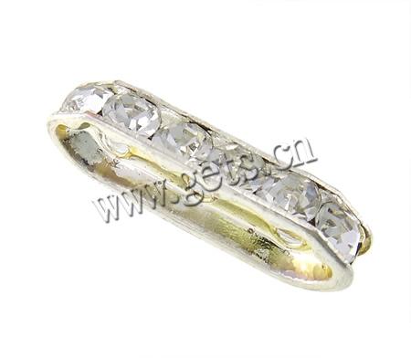 Bridge Rhinestone Spacer, Brass, platinum color plated, 3-strand & with rhinestone, 4x21x7mm, Hole:Approx 1mm, 50PCs/Lot, Sold By Lot