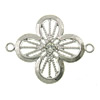 Flower Zinc Alloy Connector, plated, with rhinestone nickel, lead & cadmium free Approx 2.5mm 