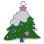 Zinc Alloy Christmas Pendants, Tree, enamel, green, lead & nickel free Approx 4mm 