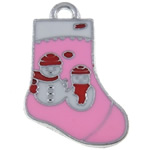 Zinc Alloy Christmas Pendants, Christmas Sock, enamel, pink, lead & nickel free Approx 3mm 