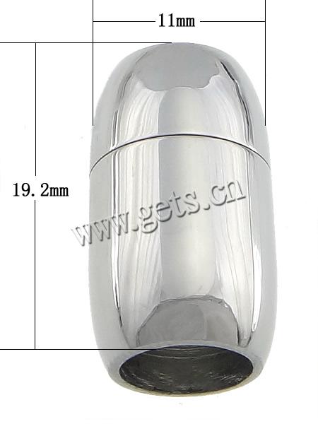Runder Edelstahl Magnetverschluss, oval, plattiert, Kundenindividuell, keine, 11x19.2mm, Bohrung:ca. 7mm, verkauft von PC