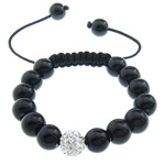 Bracelets en cristal de Woven Ball, avec Strass perle de Pave d'argile & corde en nylon, fait à la main, plus de couleurs à choisir, 10mm Environ 6-10 pouce, Vendu par brin
