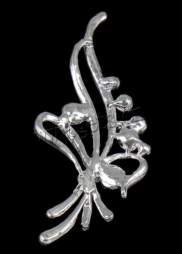 Zinc Alloy Brooch Finding, Flower, plated, Customized & with rhinestone, more colors for choice, 76x35x5mm, Sold By PC