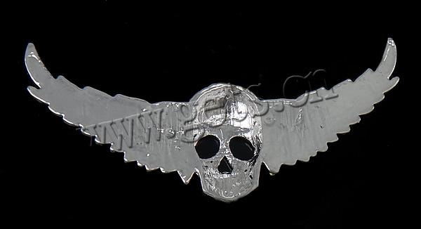 Zinc Alloy Brooch Finding, Skull, plated, Customized & with rhinestone, more colors for choice, 26x78x7mm, Sold By PC