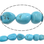 Perles turquoise naturelles teintées, Turquoise teint, pepite, bleu, 8-15x9-12mm Environ 1.2mm Environ 15.5 Vendu par brin