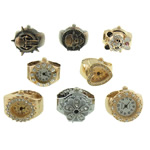 Anillos de Reloj, aleación de zinc, con Vidrio, Redondo aplanado, chapado, con diamantes de imitación, 21-25x19-26mm, 14-17mm, Vendido por UD