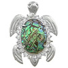 Abalone Shell Pendants, Brass, with Abalone Shell, Turtle, platinum color plated, with rhinestone Approx 7mm 