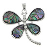 Abalone Shell Pendants, Brass, with Abalone Shell, Dragonfly, platinum color plated Approx 