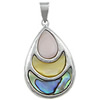Brass Shell Pendants, with Abalone Shell, Teardrop, platinum color plated Approx 
