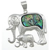 Abalone Shell Pendants, Brass, with Abalone Shell, Elephant, platinum color plated Approx 