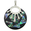 Resin Shell Pendants, Brass, with Shell & Resin, Donut, platinum color plated Approx 