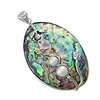 Abalone Shell Pendants, Brass, with Abalone Shell & Freshwater Pearl, Flat Oval, platinum color plated Approx 
