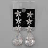 Cubic Zircon (CZ) Drop Earring, Brass, Teardrop, platinum color plated, with cubic zirconia & faceted Grade AAA Approx 1.8 Inch 