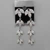 Cubic Zircon (CZ) Drop Earring, Brass, platinum plated, with cubic zirconia & faceted Grade AAA Approx 2.2 Inch 