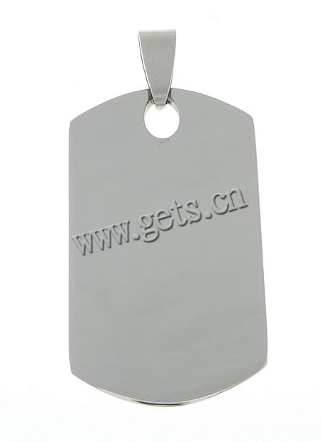 Stainless Steel Tag Charm, Rectangle, Customized, original color, 21.5x36.5x1.8mm, Hole:Approx 4.5x8mm, Sold By PC