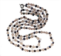 Collier de perles cristal d'eau douce, perle d'eau douce cultivée, avec cristal, laiton Fermoir ronds à ressort, 2 fils, 4-13mm pouce, Vendu par brin