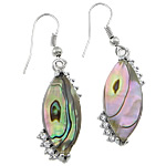 Abalone Shell Earring, Brass, with Abalone Shell, Horse Eye, platinum color plated, with rhinestone Approx 1.7 Inch 