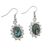 Abalone Shell Earring, Brass, with Abalone Shell, Flower, platinum color plated, with rhinestone Approx 1.4 Inch 