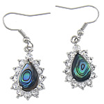Abalone Shell Earring, Brass, with Abalone Shell, platinum color plated, with rhinestone Approx 1.5 Inch 