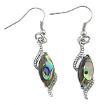Abalone Shell Earring, Brass, with Abalone Shell, Horse Eye, platinum color plated Approx 1.9 Inch 