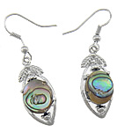 Abalone Shell Earring, Brass, with Abalone Shell, Horse Eye, platinum color plated Approx 1.6 Inch 